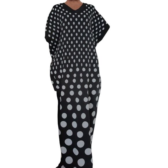 Leem Oversized Black and White Gradient Polka Dot Sweater Maxi Dress Size large - Picture 2 of 11